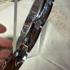 Silver and Brown Chevron Bracelet